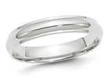 Ladies 14K White Gold 4mm Wedding Band Ring with Edge